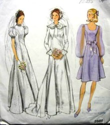 2688 1972 BRIDES/MAID PRINCESS KNEE-FLOOR DRESS PATTERN 10 32.5''